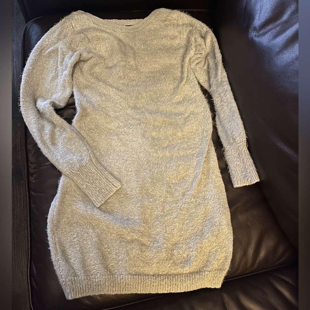 Heritage sweater dress with top back cutout.